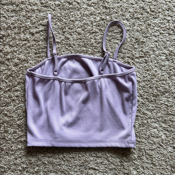 Lavender Ribbed Crop Top - Picture 2 of 3
